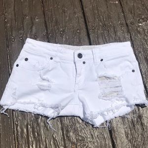 Hurley Custom Distressed White Denim Shorts